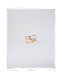 Mixed Duo Ring, White and Yellow Gold, product shot on a white background, a set of two solid 18k gold formed rings, one white gold and one yellow gold. Tarnish-resistant and made for everyday wear — Maya & Mason handcrafted fine jewellery.