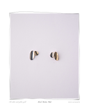 Martine Mixed Studs, pair laid flat on a white background, solid 18k white and yellow gold mixed-metal stud earrings. Tarnish-resistant and made for everyday wear — Maya & Mason handcrafted fine jewellery.