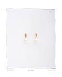 Pearl Droplet Earrings, pair laid flat on a white background, solid 18k gold stud earrings finished with freshwater pearl drops. Tarnish-resistant and made for everyday wear — Maya & Mason handcrafted fine jewellery.