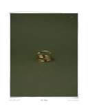 Duo Ring, product shot on a dark green background, a set of two solid 18k yellow gold formed rings. Tarnish-resistant and made for everyday wear — Maya & Mason handcrafted fine jewellery.