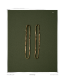 Eu Earrings, product shot of a pair of long thin dangle earrings on a dark green background, solid 18k yellow gold. Tarnish-resistant and made for everyday wear — Maya & Mason handcrafted fine jewellery.