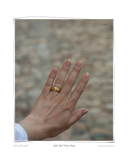 Multi Rail Ring, close-up worn on a model's hand against a stone wall background, a solid 18k gold multi-band rail ring. Tarnish-resistant and made for everyday wear — Maya & Mason handcrafted fine jewellery.
