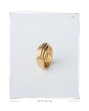 Multi Rail Ring, product shot on a white background, a solid 18k yellow gold textured multi-band rail ring. Tarnish-resistant and made for everyday wear — Maya & Mason handcrafted fine jewellery.